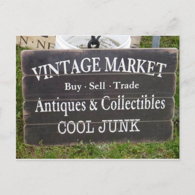Junk Market Sign Postcard (Front)