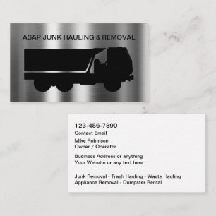 Junk Removal And Dumpster Rental Business Card