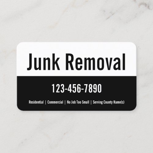 Junk Removal Black and White Promotional Template Business Card