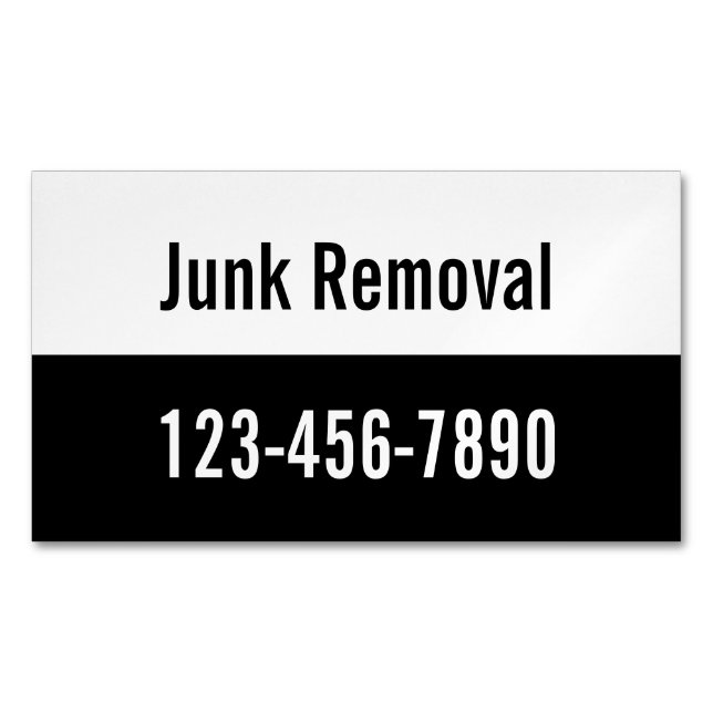 Junk Removal Black and White Promotional Template Business Card Magnet (Front)