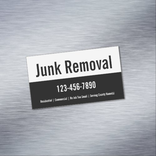 Junk Removal Black and White Promotional Template Business Card Magnet