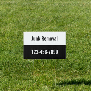 Junk Removal Black and White Promotional Template Sign