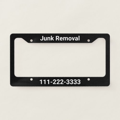 Junk Removal Black and White Template License Plate Frame