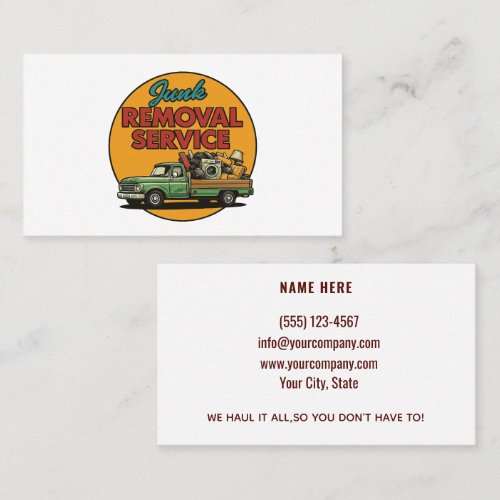 Junk Removal | Custom Hauling Service Business Card