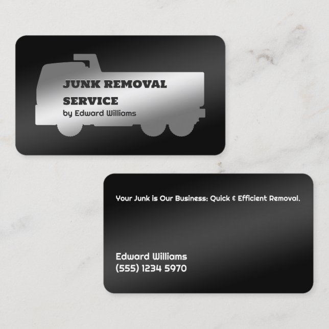 Junk Removal Dump Truck Business Card (Front/Back)