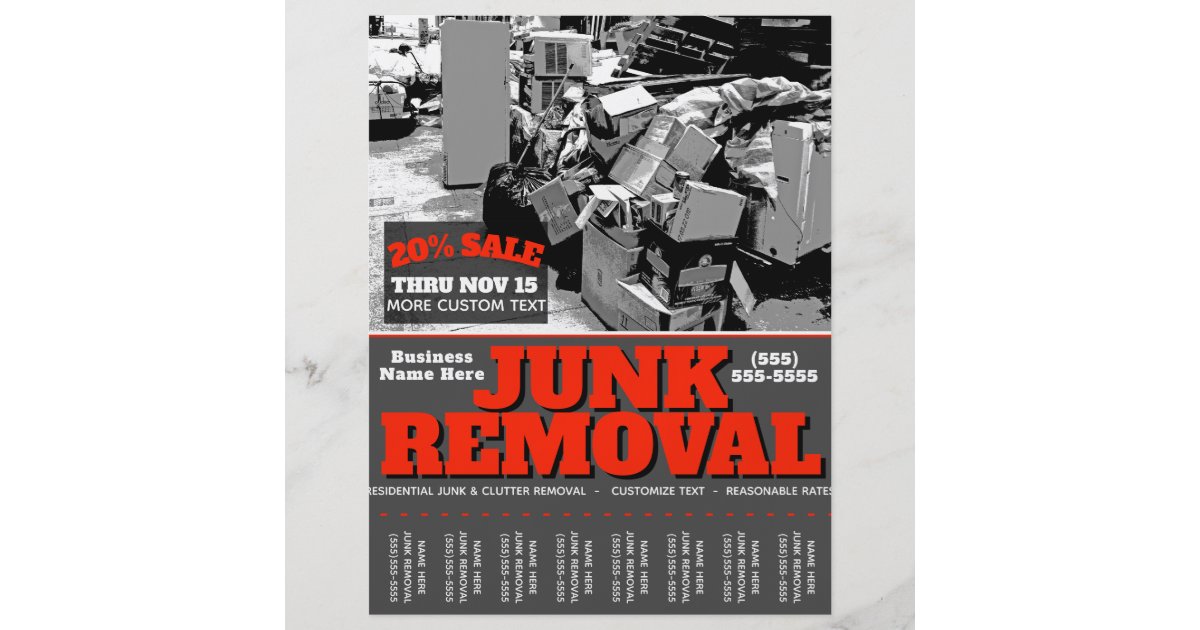JUNK REMOVAL.GARBAGE HAULING Promo Tearsheet 2 Flyer | Zazzle.com