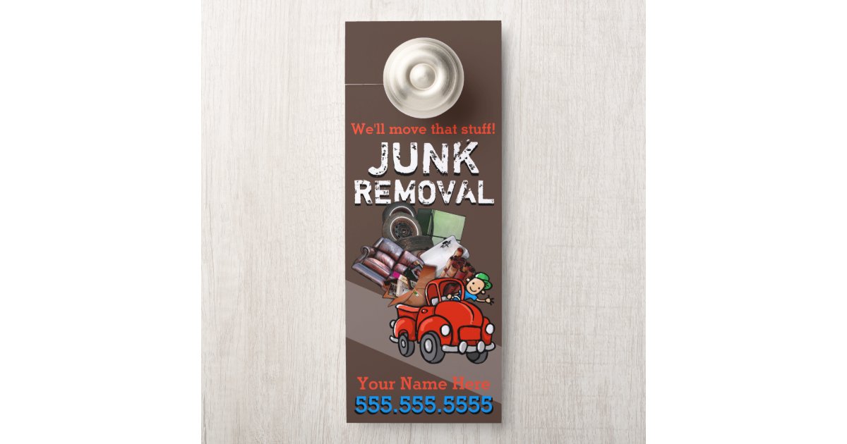 Junk Removal Garbage Hauling Red Pickup Door Hanger Zazzle