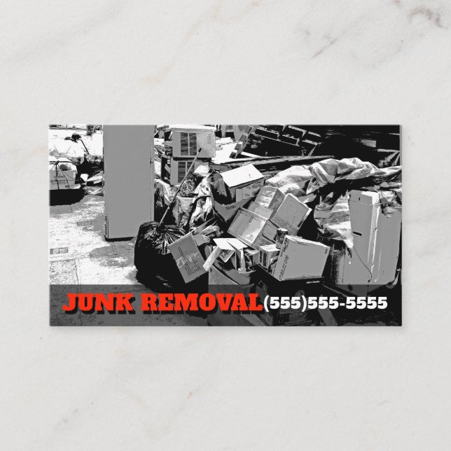 Junk Removal Garbage Hauling Truck Business Promo Card (Front)