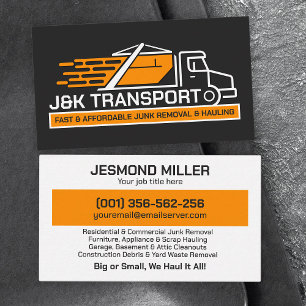 Junk Removal & Hauling  Business Card