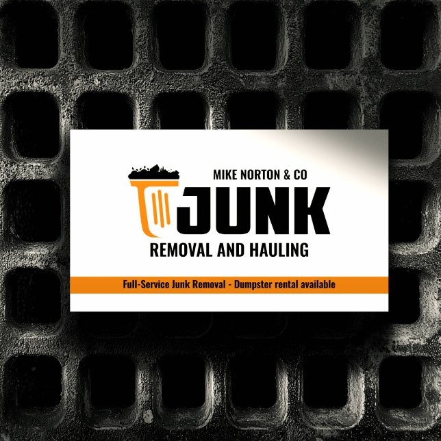 Junk Removal & Hauling Business TRASH BIN ORANGE Card (Creator Uploaded)