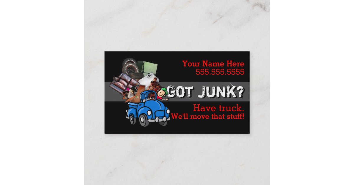 Junk removal.Hauling.Garbage.Promotional Business Card Zazzle