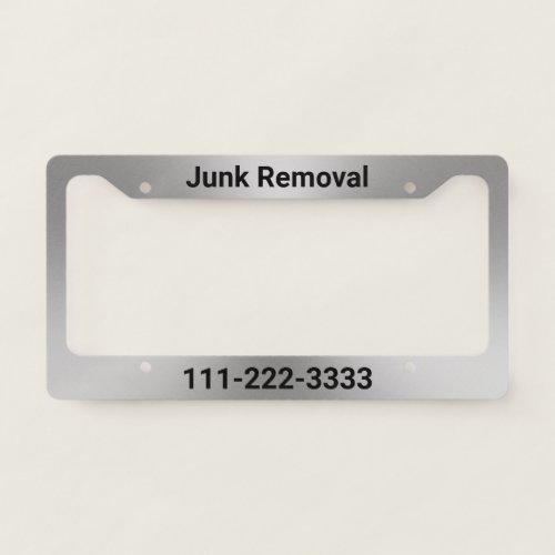 Junk Removal Modern Brushed Metal Look Template License Plate Frame