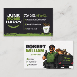 Junk Removal   Personalized Waste Hauling Cleanup Business Card