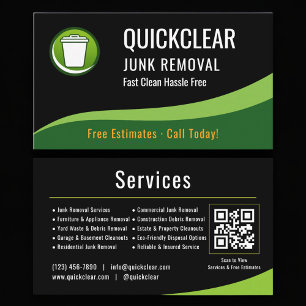 Junk Removal QR Code Professional Business Card