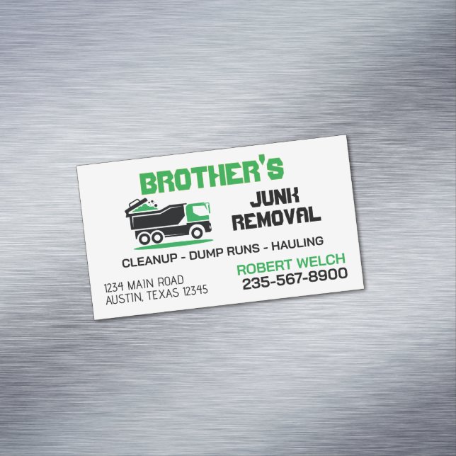 Junk Removal Service Business Card Magnet (In Situ)