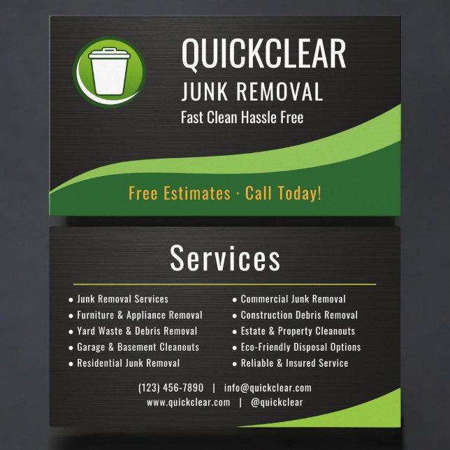 Junk Removal Service Metallic Business Card (Creator Uploaded)