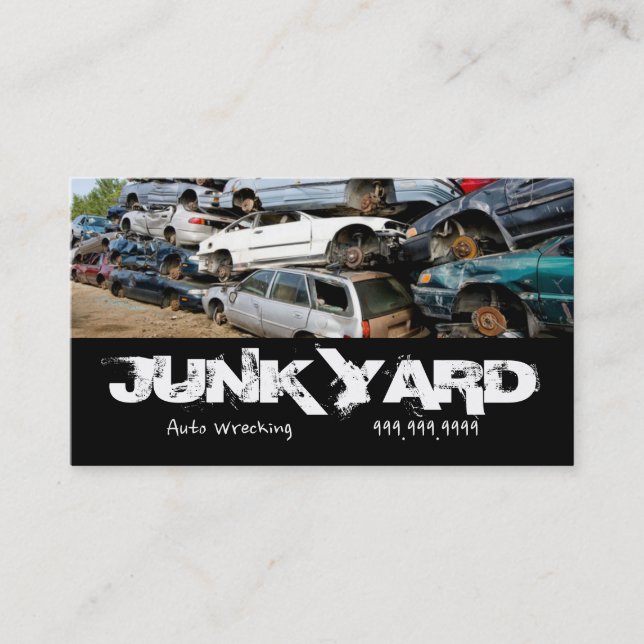 Junk Yard Auto Wrecking Removal Recycling Metal Business Card (Front)