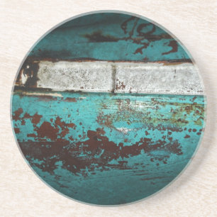 Junk Yard vintage car 50's teal aqua Drink Coaster