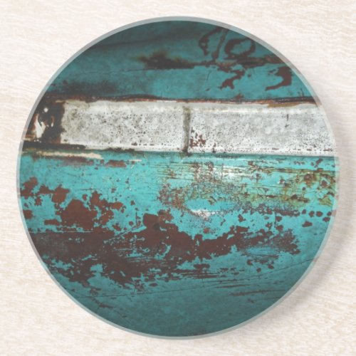 Junk Yard vintage car 50s teal aqua Drink Coaster