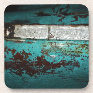Junk Yard vintage car 50's teal aqua Drink Coaster