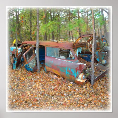 Junkyard Dreams 57 Chevy Nomad Rusting Poster