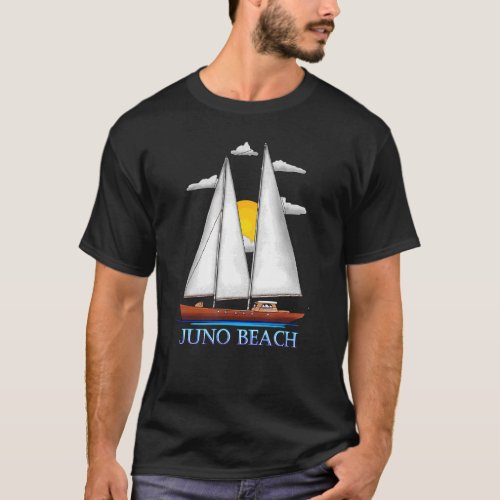 Juno Beach Coastal Nautical Sailing Sailor Designs T_Shirt