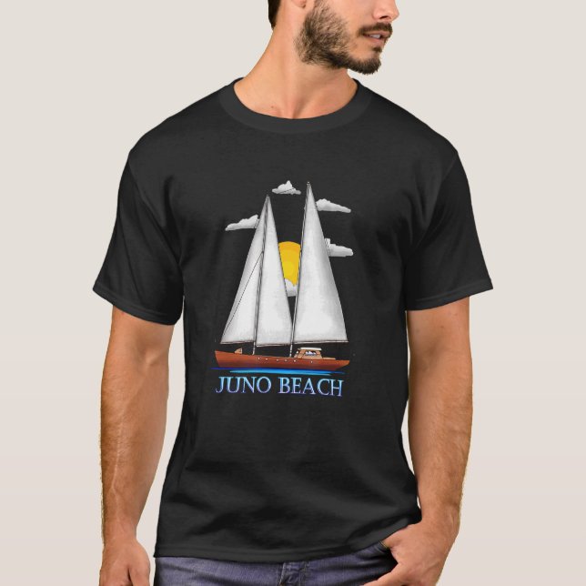 Juno Beach Coastal Nautical Sailing Sailor Designs T-Shirt (Front)