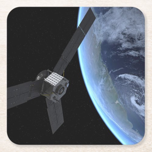 Juno Spacecraft During Its Earth Flyby Square Paper Coaster