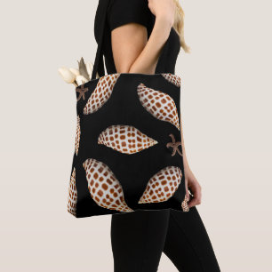 Junonia Seashell Black Tote Bag