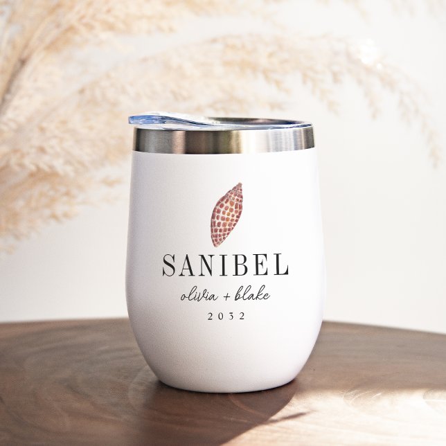 Junonia Seashell Destination Wedding Favor Thermal Wine Tumbler (Creator Uploaded)