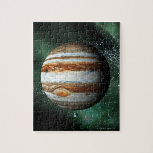Jupiter and Earth Comparison Jigsaw Puzzle