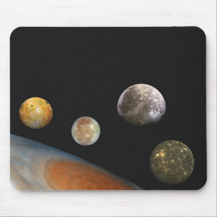 Jupiter and Four Moons Galilean Satellites Mouse Pad