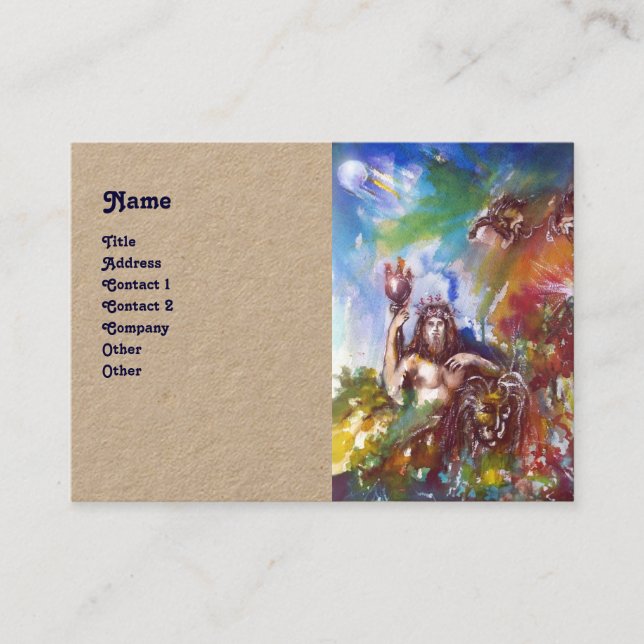 JUPITER AND LION  Greek Mythology Kraft Paper Business Card (Front)