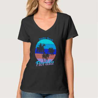 Jupiter Beach Florida Retro Tropical Palm Trees Va T-Shirt