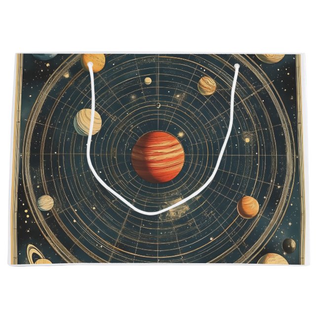 Jupiter-Centered Celestial Chart Design (2) Large Gift Bag (Front)