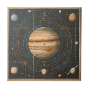 Jupiter-Centered Celestial Chart Design Ceramic Tile
