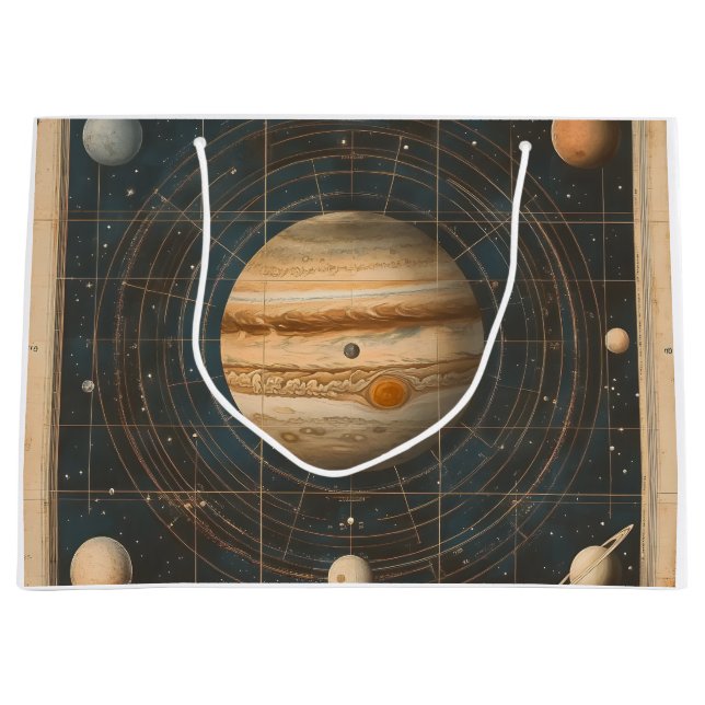 Jupiter-Centered Celestial Chart Design Large Gift Bag (Front)