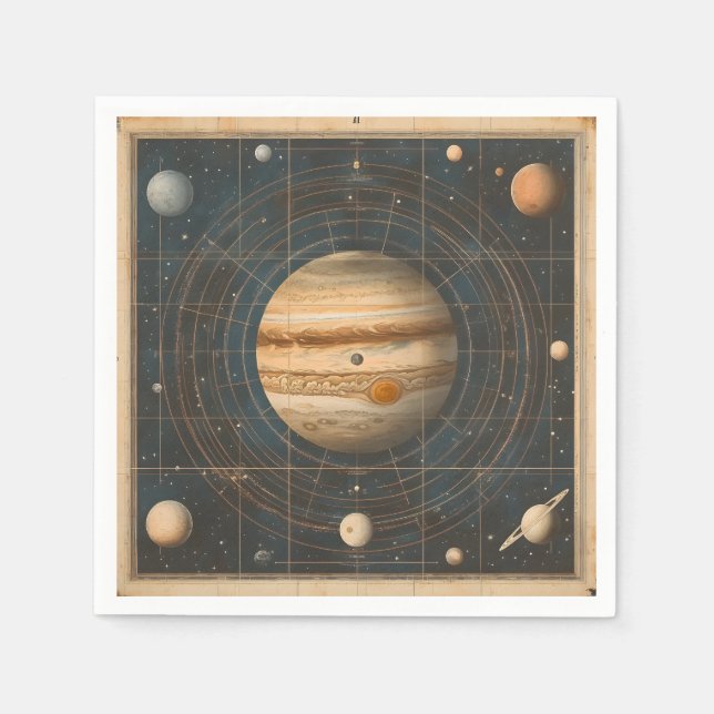 Jupiter-Centered Celestial Chart Design Napkins (Front)