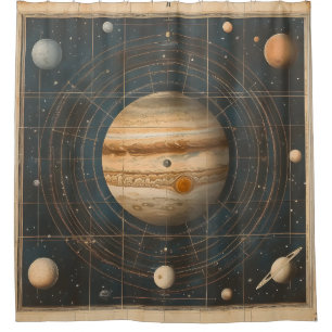 Jupiter-Centered Celestial Chart Design Shower Curtain