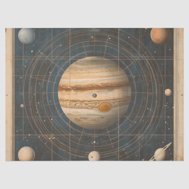Jupiter-Centered Celestial Chart Design Tissue Paper (Front)