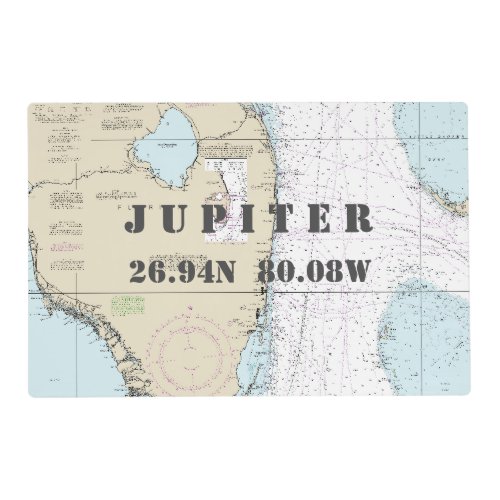 Jupiter Florida Latitude Longitude Nautical Chart Placemat