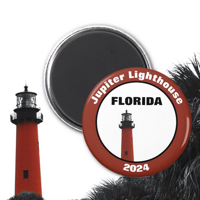 Jupiter Florida Lighthouse Photographic Red Magnet (Creator Uploaded)