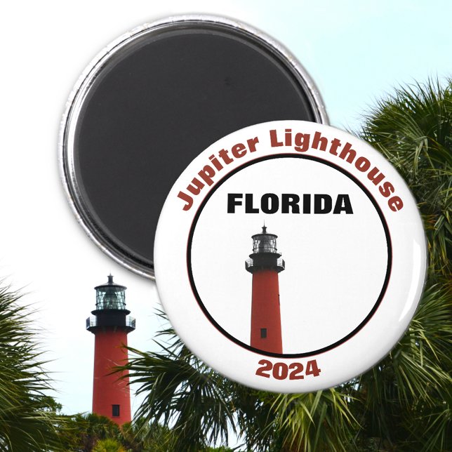 Jupiter Florida Lighthouse Photographic White Magnet (All text customizable )