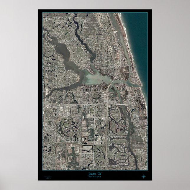 Jupiter, Florida map satellite poster (Front)