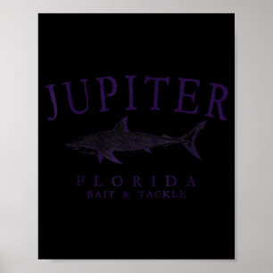 Jupiter florida shark vintage plum art fishing poster