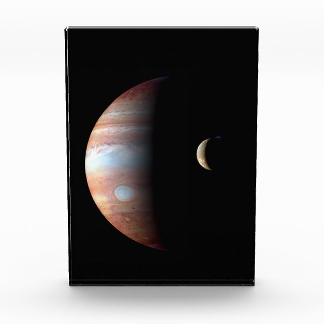 Jupiter Gas Giant Planet & Io Galilean Moon Acrylic Award (Front)