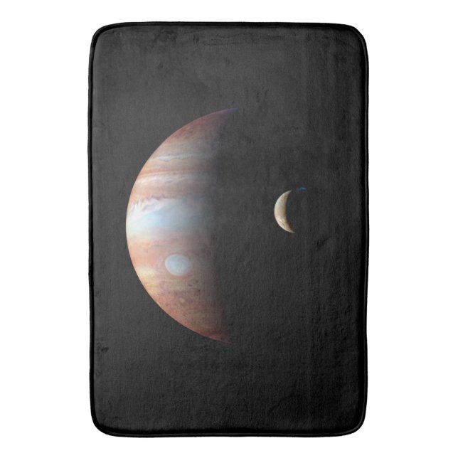 Jupiter Gas Giant Planet & Io Galilean Moon Bath Mat (Front Vertical)