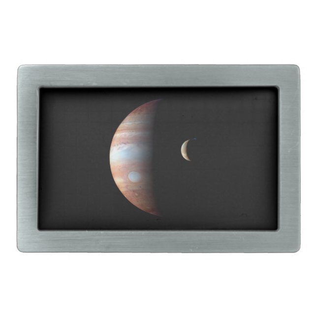 Jupiter Gas Giant Planet & Io Galilean Moon Belt Buckle (Front)