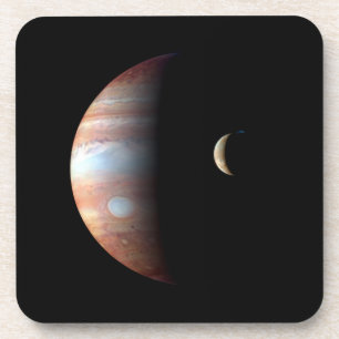 Jupiter Gas Giant Planet & Io Galilean Moon Beverage Coaster