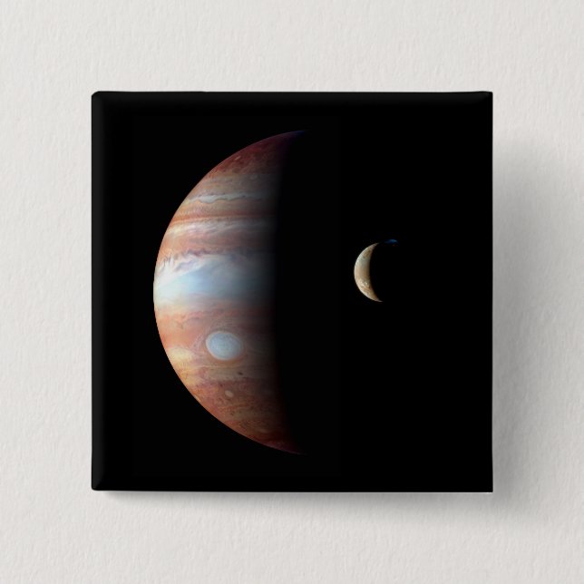 Jupiter Gas Giant Planet & Io Galilean Moon Button (Front)